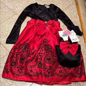 Rare Editions Black Velvet Dress girls 12